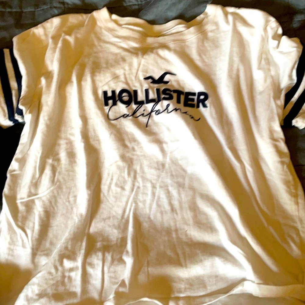 White with blue stripe Hollister girls t-shirt
